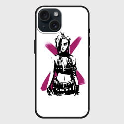 Чехол силиконовый для Apple iPhone 15 матовый Arcane League Of Legends - Джинкс
