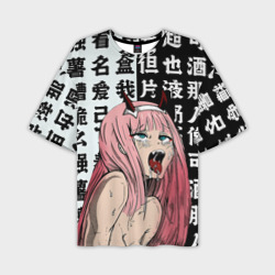 Мужская футболка oversize 3D Ahegao Zero Two Зеро ту ахегао