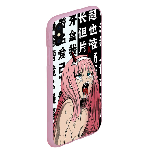 Чехол для iPhone XS Max матовый Ahegao Zero Two Зеро ту ахегао, цвет розовый - фото 3