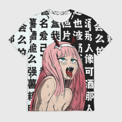 Мужская футболка 3D Ahegao Zero Two Зеро ту ахегао