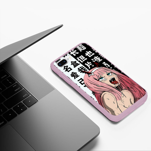 Чехол для iPhone 7Plus/8 Plus матовый Ahegao Zero Two Зеро ту ахегао, цвет розовый - фото 5