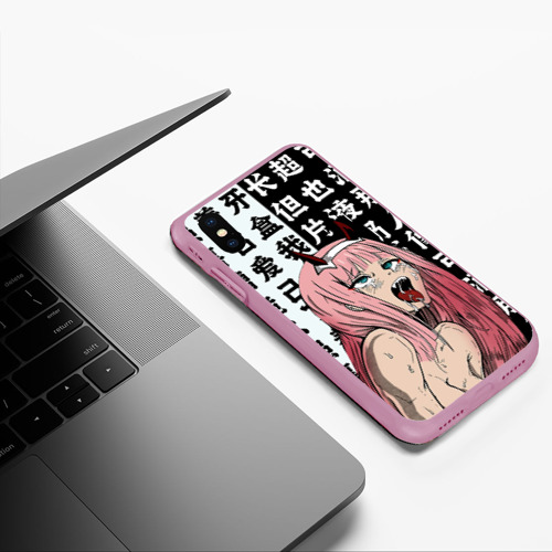 Чехол для iPhone XS Max матовый Ahegao Zero Two Зеро ту ахегао, цвет розовый - фото 5