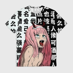 Мужская футболка 3D Ahegao Zero Two Зеро ту ахегао