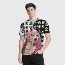 Мужская футболка 3D Ahegao Zero Two Зеро ту ахегао - фото 2