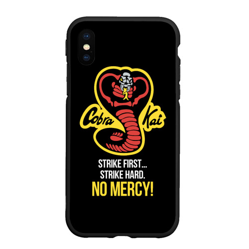 Чехол для iPhone XS Max матовый с принтом Cobra Kai - no mercy, вид спереди №1