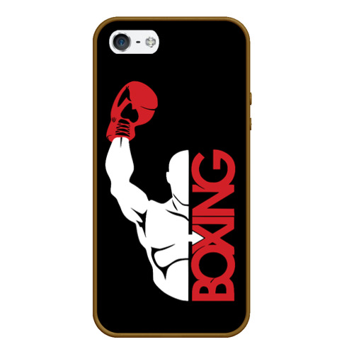 Чехол для iPhone 5/5S матовый Бокс Boxing, цвет коричневый