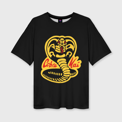 Женская футболка оверсайз с принтом Cobra Kai - эмблема, вид спереди №1