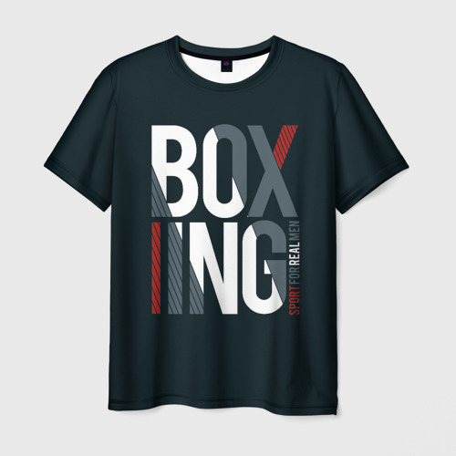 Мужская футболка с принтом Бокс - Boxing, вид спереди №1