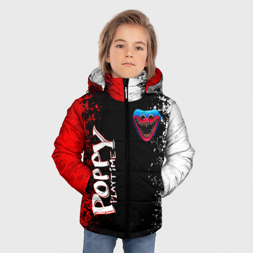 Зимняя куртка для мальчиков 3D [Poppy Playtime] - Брызги и капли красок, цвет светло-серый - фото 3