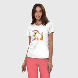 Женская пижама с белой футболкой хлопок Котики вторая половина сердца - фото 2