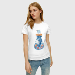 Женская футболка хлопок Дельфин с морскими рыбками - фото 2