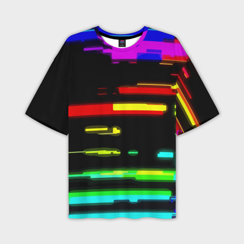 Мужская футболка oversize 3D Color fashion glitch, цвет 3D печать