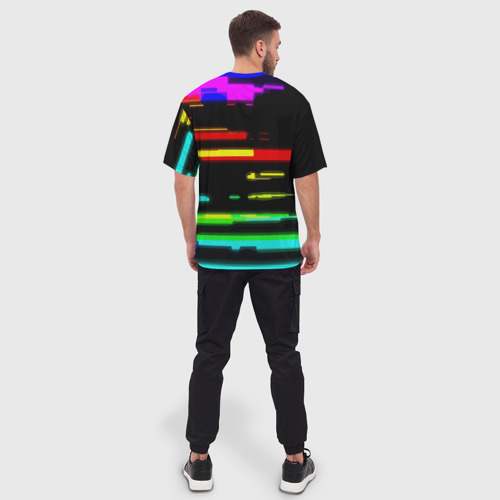 Мужская футболка oversize 3D Color fashion glitch, цвет 3D печать - фото 4