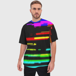 Мужская футболка oversize 3D Color fashion glitch - фото 2