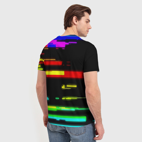 Мужская футболка 3D Color fashion glitch, цвет 3D печать - фото 4