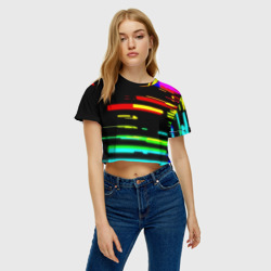 Женская футболка Crop-top 3D Color fashion glitch - фото 2