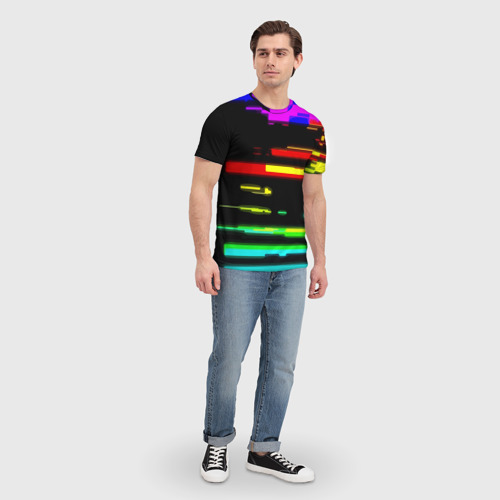 Мужская футболка 3D Color fashion glitch, цвет 3D печать - фото 5