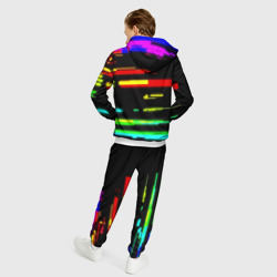 Костюм с принтом Color fashion glitch для мужчины, вид на модели сзади №2. Цвет основы: белый