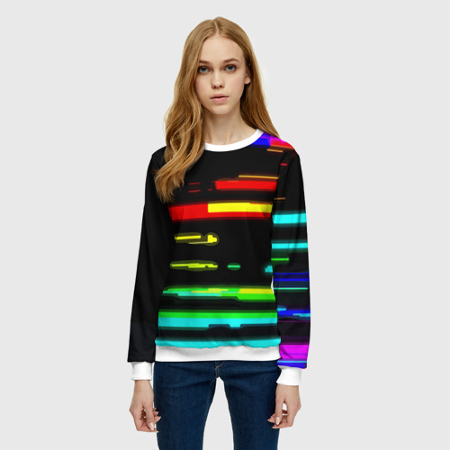 Женский свитшот 3D Color fashion glitch, цвет 3D печать - фото 3