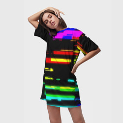 Платье-футболка 3D Color fashion glitch - фото 2