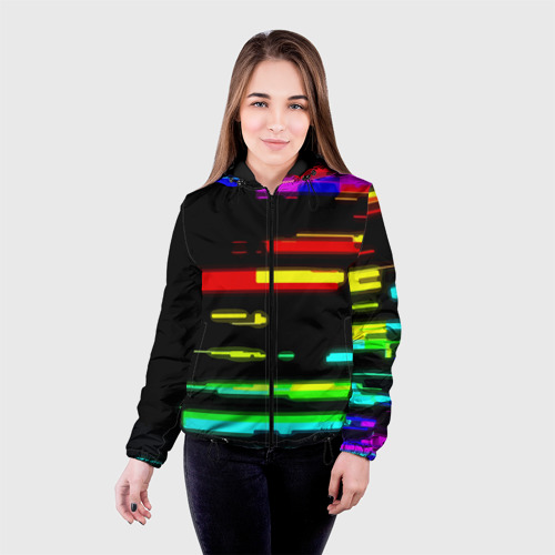 Женская куртка 3D Color fashion glitch, цвет черный - фото 3