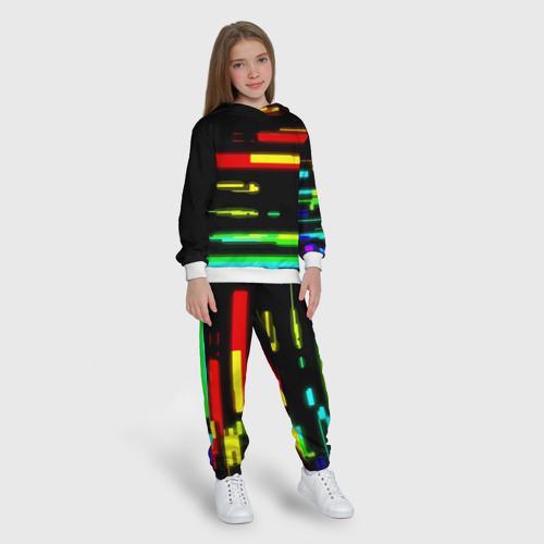 Детский костюм с толстовкой 3D Color fashion glitch, цвет белый - фото 5