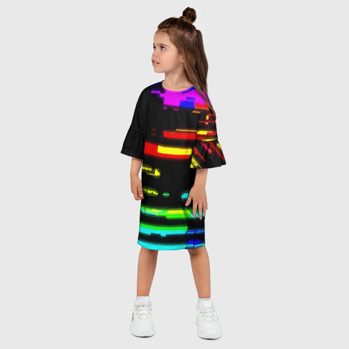 Детское платье 3D Color fashion glitch, цвет 3D печать - фото 3