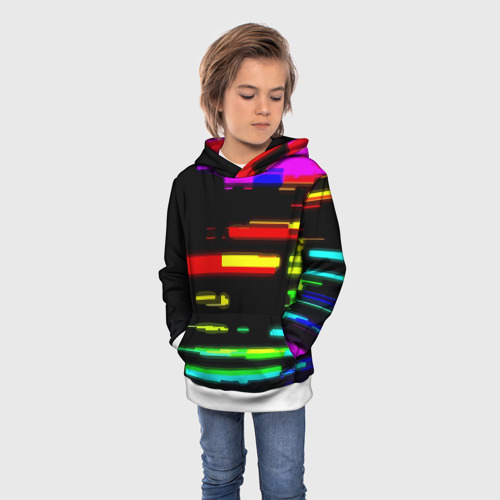 Детская толстовка 3D Color fashion glitch, цвет белый - фото 3