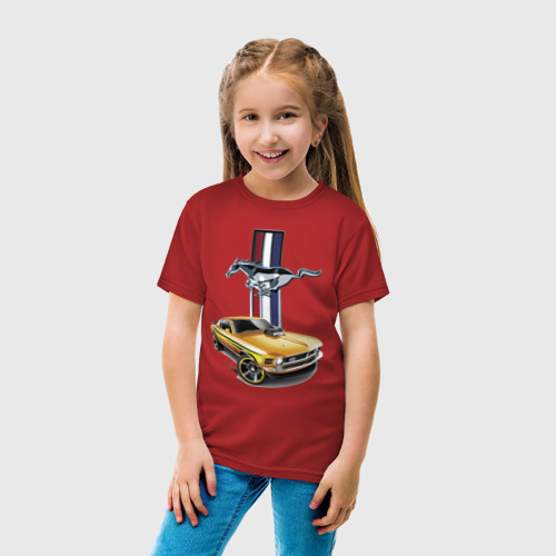 Детская футболка хлопок с принтом Mustang motorsport, вид сбоку #3