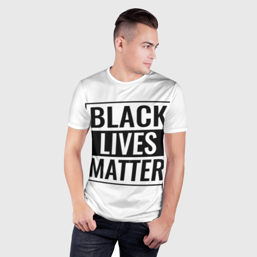 Мужская футболка 3D Slim с принтом Black Lives Matters, фото на моделе #1