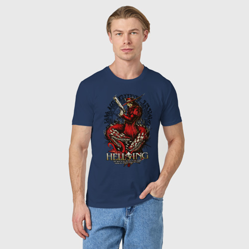 Мужская футболка хлопок Hellsing seal, цвет темно-синий - фото 3