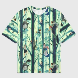Женская футболка oversize 3D Ghibli All