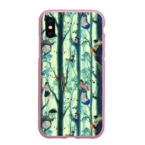 Чехол для iPhone XS Max матовый Ghibli All, цвет розовый