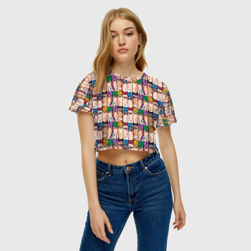 Женская футболка Crop-top 3D Баскетбол Куроко (лица), цвет 3D печать - фото 3