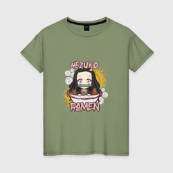 Женская футболка хлопок Незуко Рамен