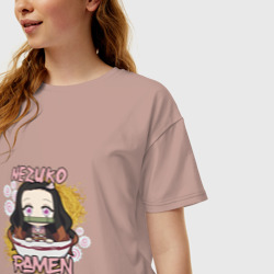 Женская футболка хлопок Oversize Незуко Рамен - фото 2