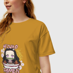 Женская футболка хлопок Oversize Незуко Рамен - фото 2