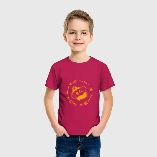 Детская футболка хлопок Time Bitcoin, цвет маджента - фото 3