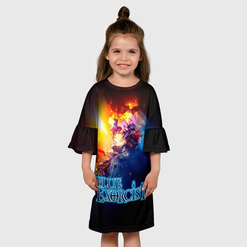 Детское платье 3D Рин Окумура - Синий Экзорцист, цвет 3D печать - фото 4