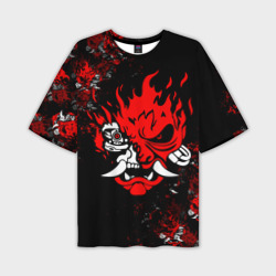 Мужская футболка oversize 3D Samurai Cyberpunk 2077 logo