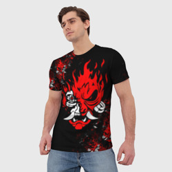 Мужская футболка 3D Samurai Cyberpunk 2077 logo - фото 2