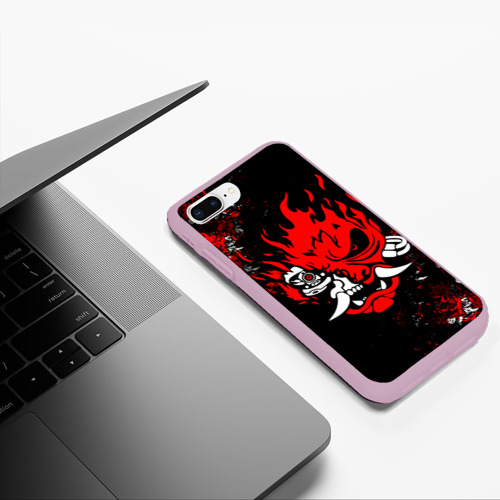 Чехол для iPhone 7Plus/8 Plus матовый Samurai Cyberpunk 2077 logo, цвет розовый - фото 5