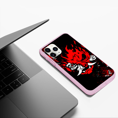 Чехол для iPhone 11 Pro Max матовый Samurai Cyberpunk 2077 logo, цвет розовый - фото 5