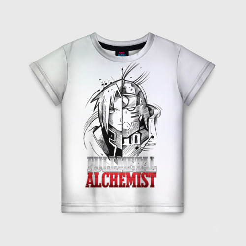 Детская футболка с принтом Эдвард vs Альфонс — Стальной алхимик, вид спереди №1
