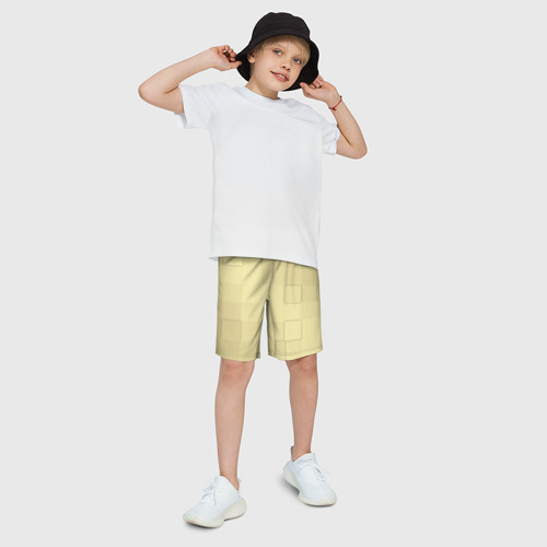 Детские спортивные шорты 3D Золотые квадраты, цвет 3D печать - фото 3