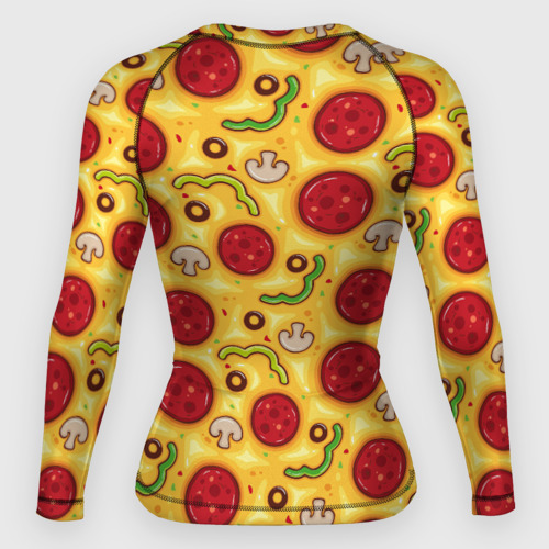 Женский рашгард 3D с принтом Pizza salami, вид сзади #1