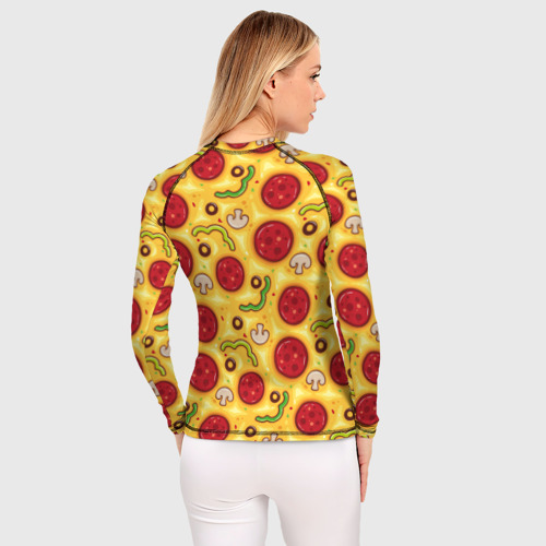 Женский рашгард 3D с принтом Pizza salami, вид сзади #2