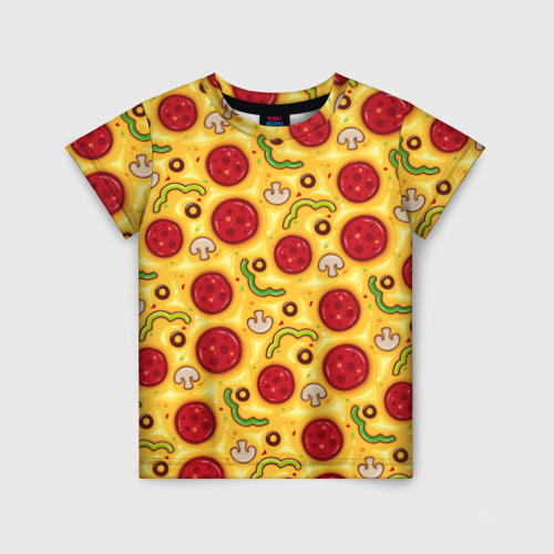 Детская футболка 3D Pizza salami, цвет 3D печать