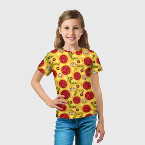 Детская футболка 3D Pizza salami, цвет 3D печать - фото 5