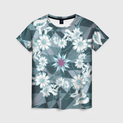 Женская футболка 3D Цветы в узоре